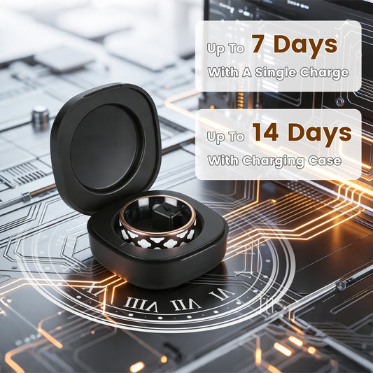 Smart Ring Health Tracker Fitness Sleep Stress HRV Tracker With Charging Case Magnetic Charging Cable For Women & Men Compatible With IOS & Android 7-Day Battery Life Size 7 Size 8 Size9 Size10